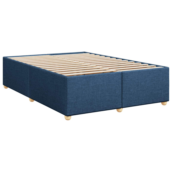Boxmadras med topmadras med hovedgærde Blå 140 x 200 cm Stof