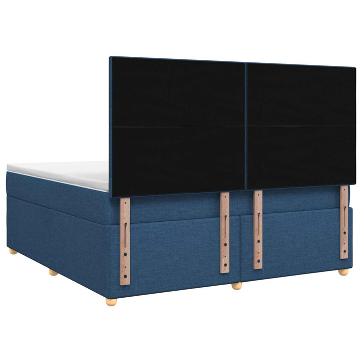 Boxmadras med topmadras med hovedgærde Blå 140 x 200 cm Stof