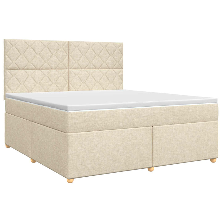 Boxmadras med topmadras Cremefarvet 140 x 200 cm Stof