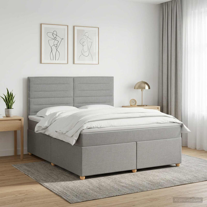 Boxmadras med topmadras Lysegrå 140 x 190 cm Stof