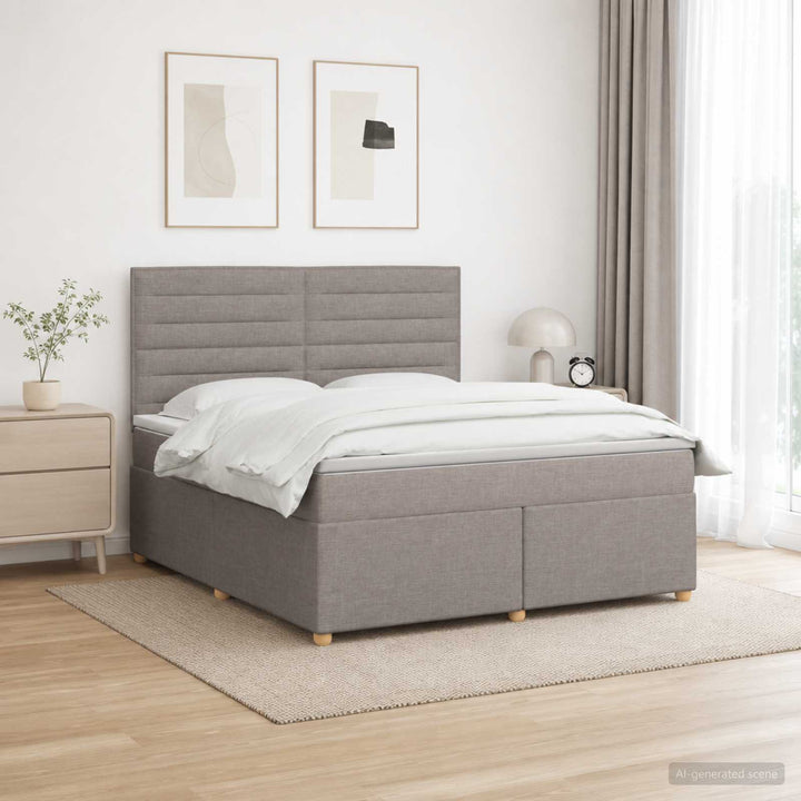 Boxmadras med topmadras Gråbrun 140 x 200 cm Stof
