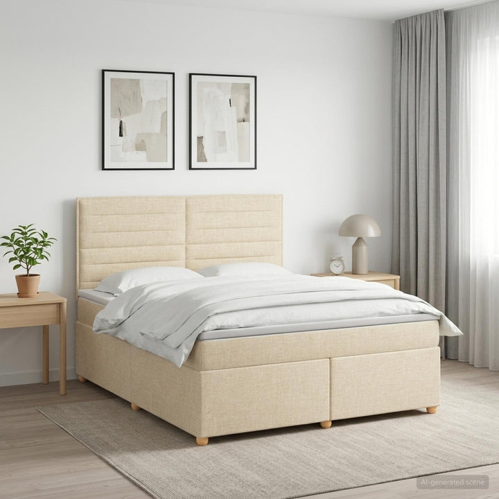 Boxmadras med topmadras Cremefarvet 140 x 190 cm Stof
