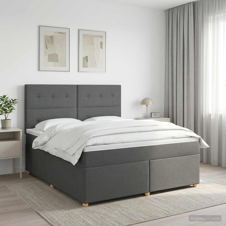 Boxmadras med topmadras Mørkegrå 160 x 200 cm Stof