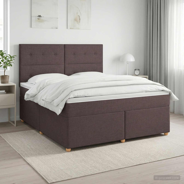 Boxmadras med topmadras Mørk Brun 140 x 190 cm Stof