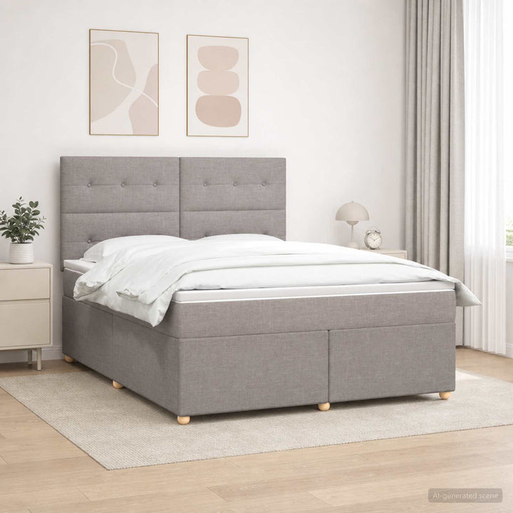 Boxmadras med topmadras Gråbrun 160 x 200 cm Stof