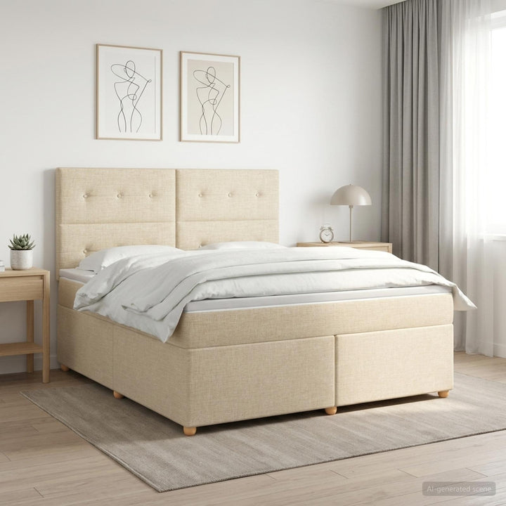 Boxmadras med topmadras Cremefarvet 140 x 190 cm Stof