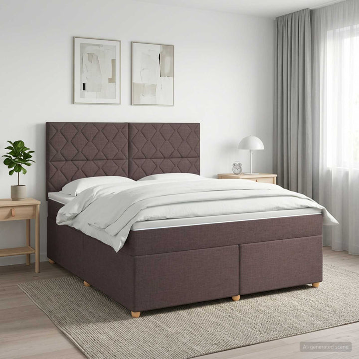 Boxmadras med topmadras Mørk Brun 140 x 200 cm Stof