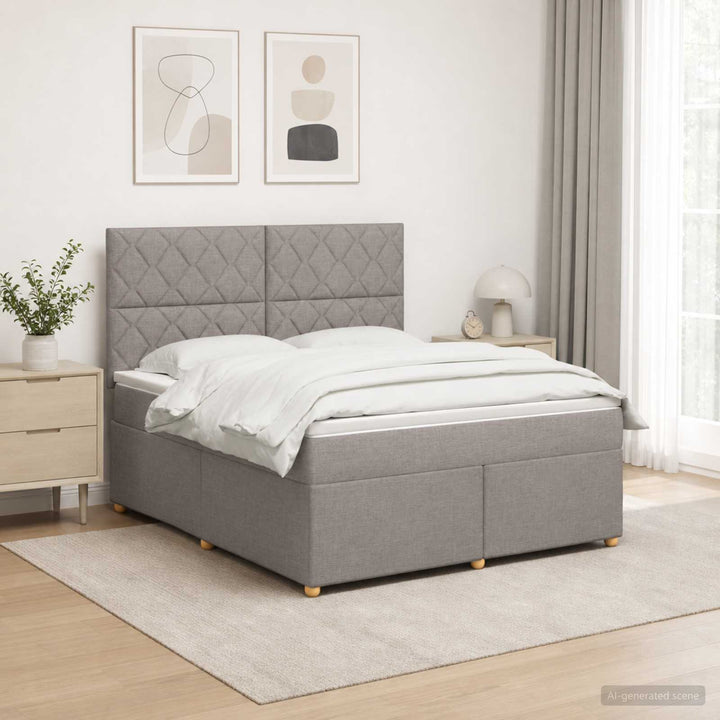 Boxmadras med topmadras Gråbrun 140 x 200 cm Stof