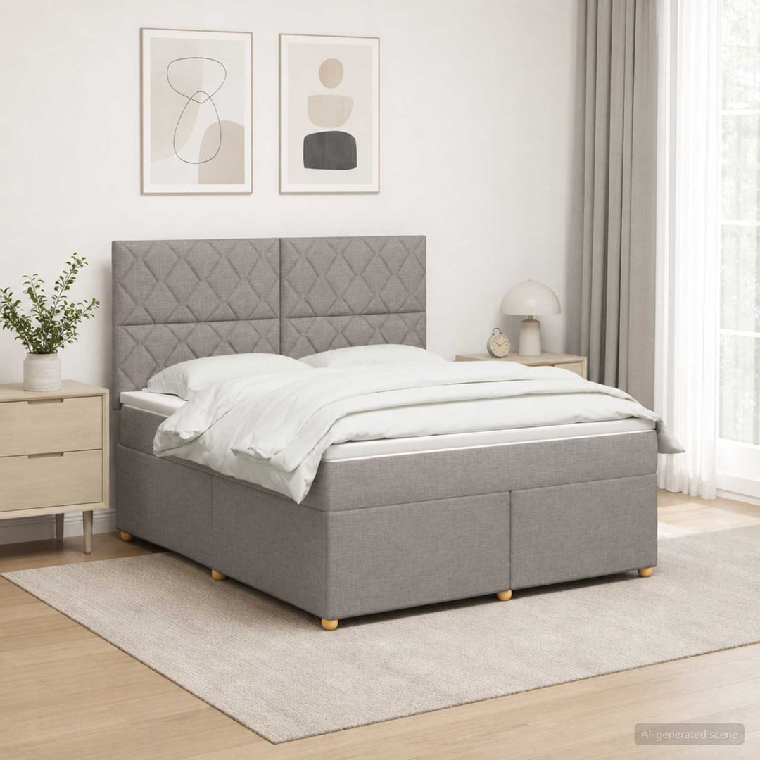 Boxmadras med topmadras Gråbrun 160 x 200 cm Stof