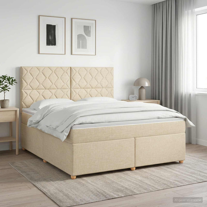 Boxmadras med topmadras Cremefarvet 160 x 200 cm Stof