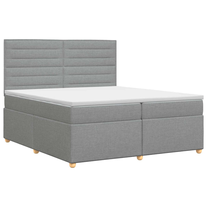 Boxmadras med topmadras Lysegrå 200 x 200 cm Stof