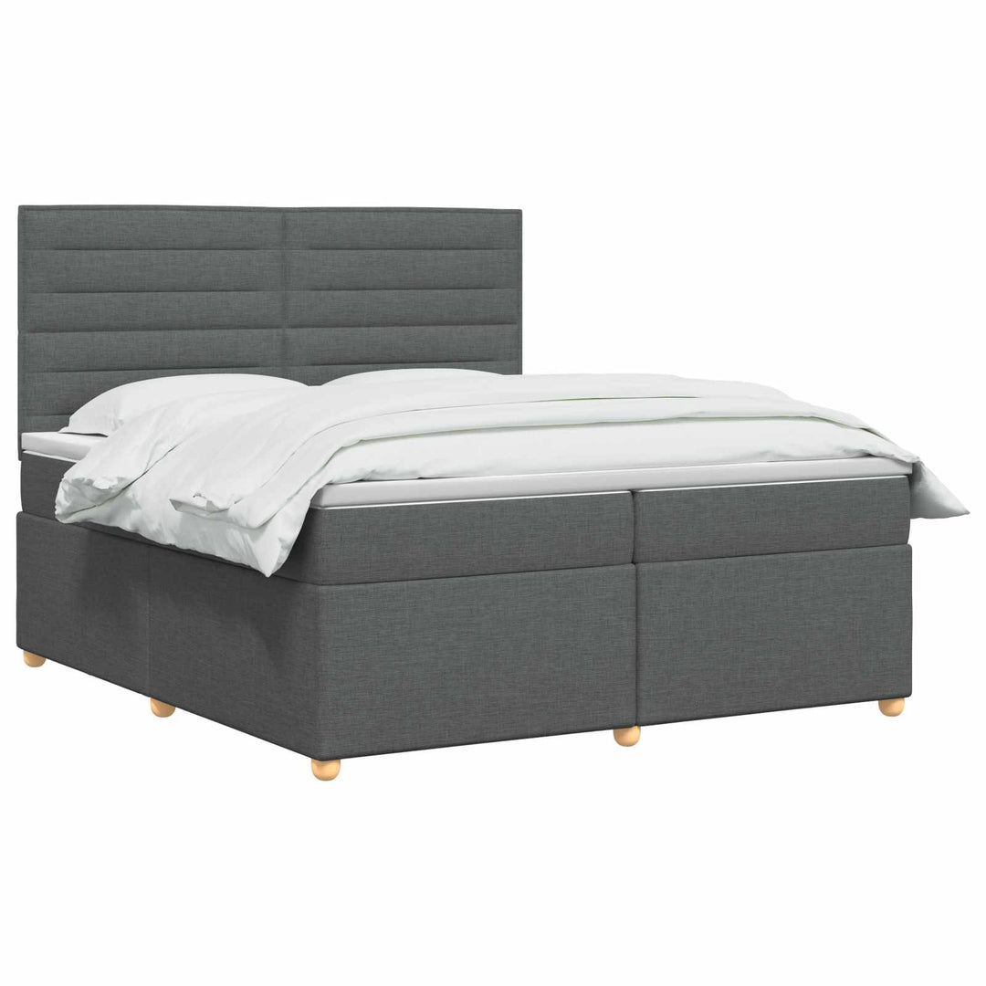 Boxmadras med topmadras Mørkegrå 200 x 200 cm Stof