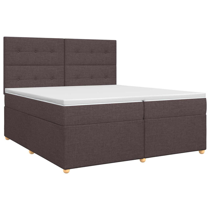 Boxmadras med topmadras Mørk Brun 200 x 200 cm Stof