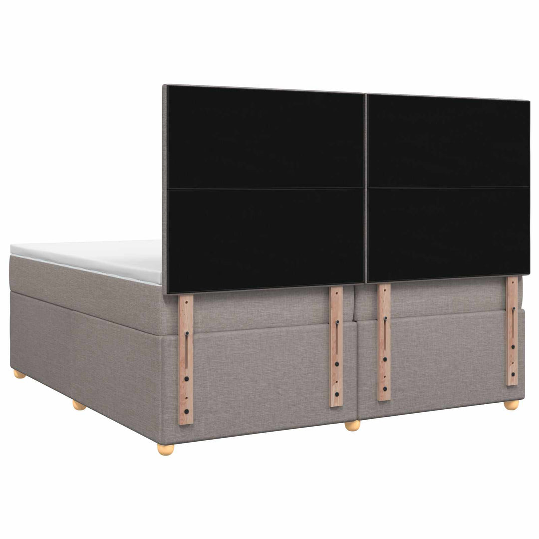 Boxmadras med topmadras Gråbrun 200 x 200 cm Stof