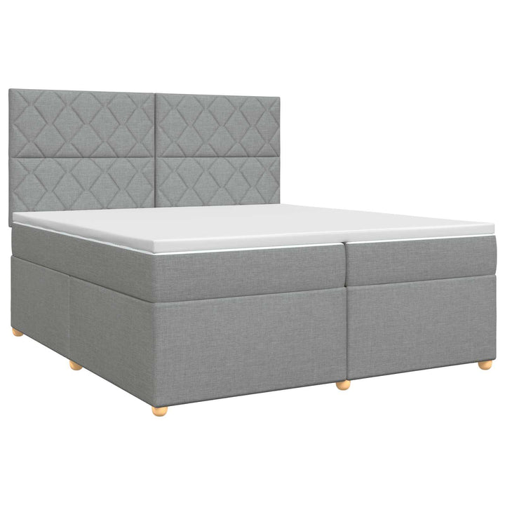 Boxmadras med topmadras Lysegrå 200 x 200 cm Stof