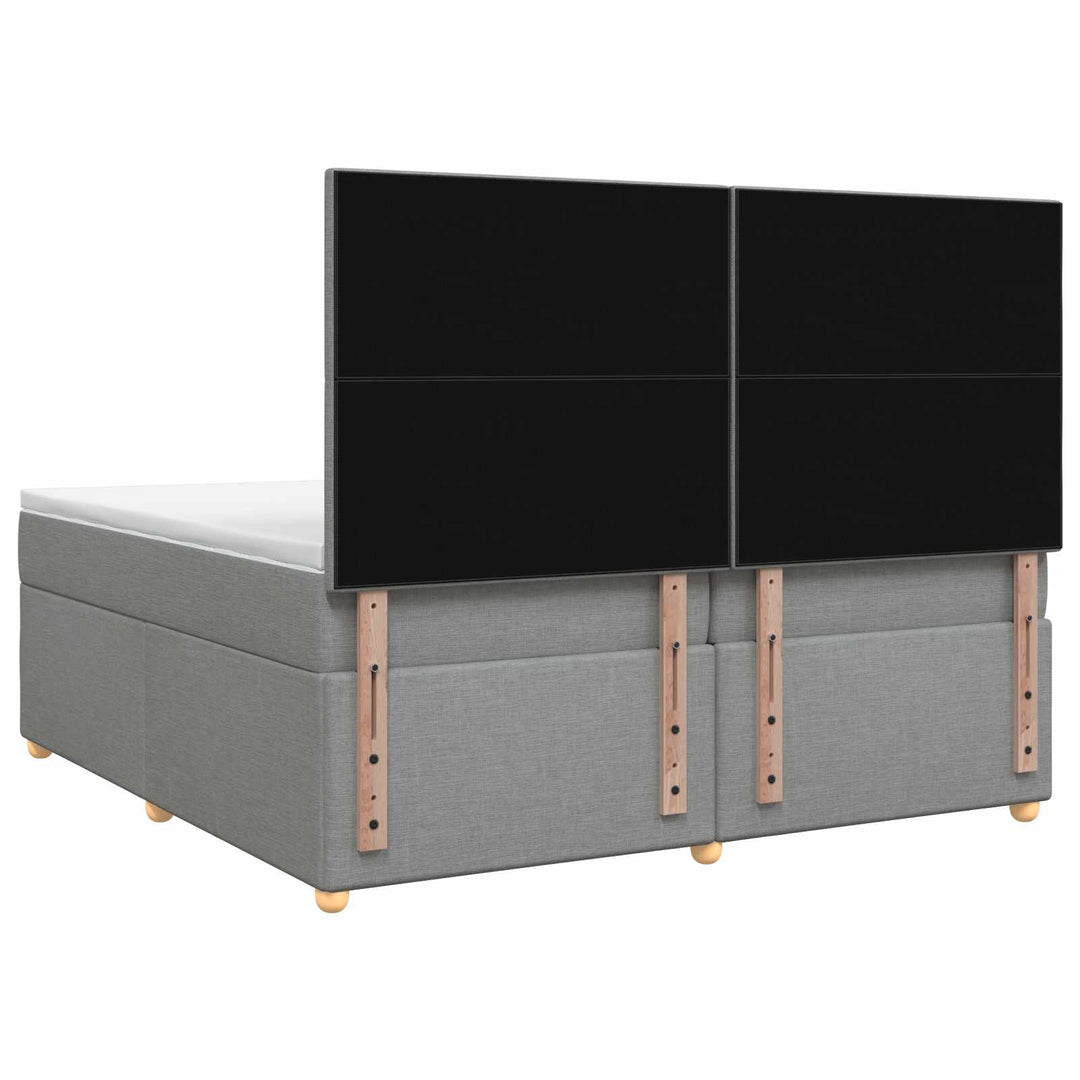 Boxmadras med topmadras Lysegrå 200 x 200 cm Stof