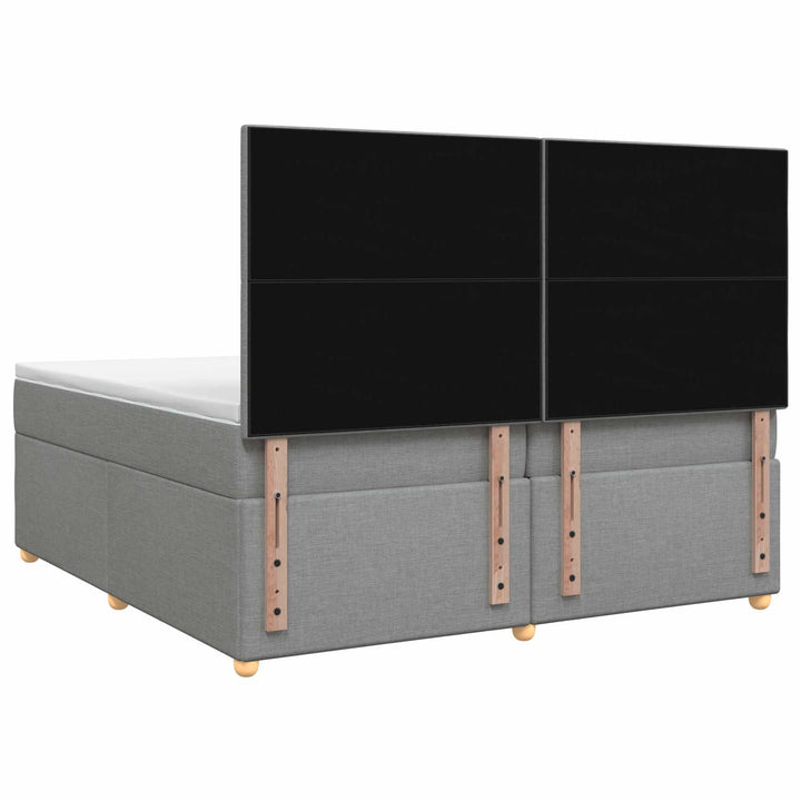 Boxmadras med topmadras Lysegrå 200 x 200 cm Stof