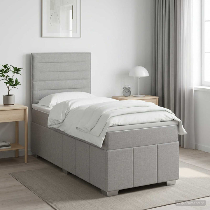 Boxmadras med topmadras Lysegrå 100 x 200 cm Stof