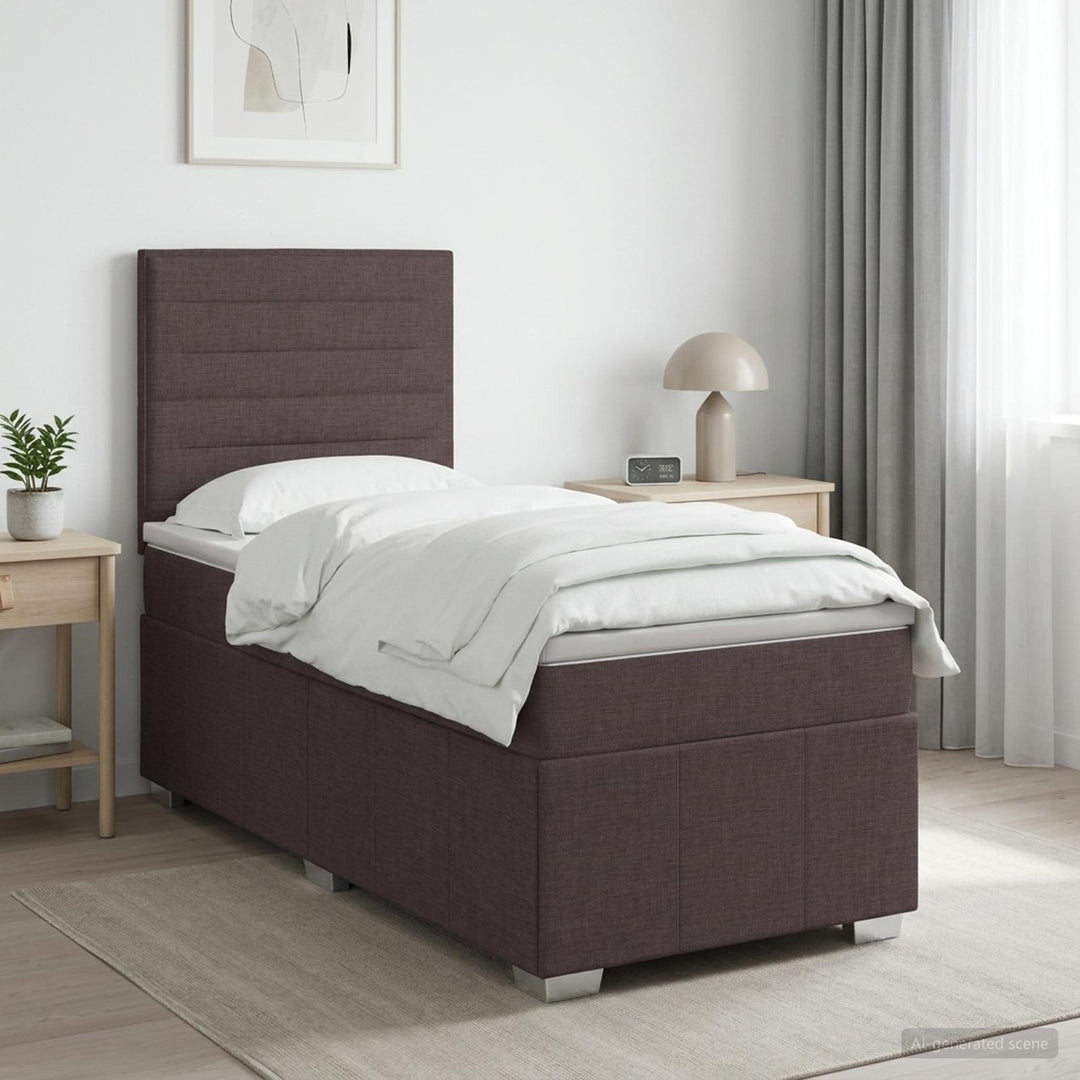 Boxmadras med topmadras Mørk Brun 90 x 200 cm Stof