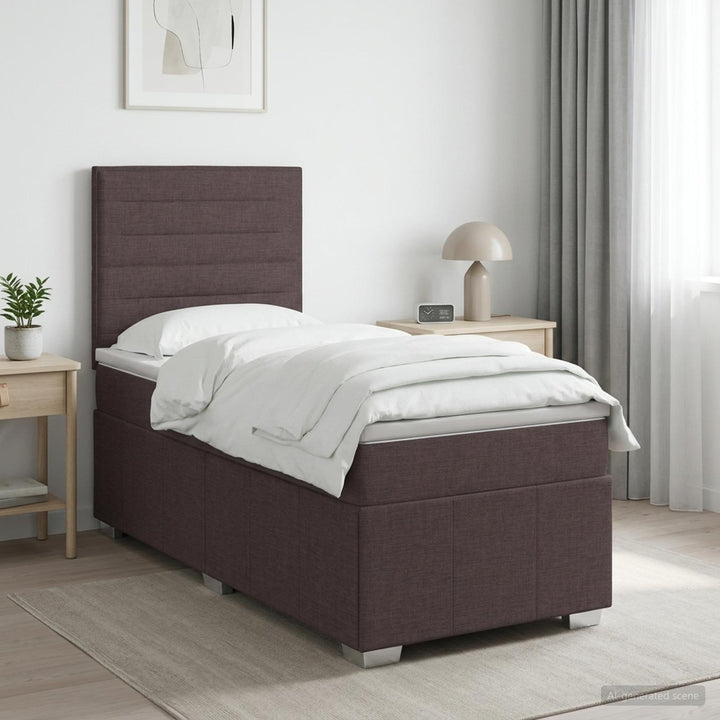 Boxmadras med topmadras Mørk Brun 90 x 200 cm Stof