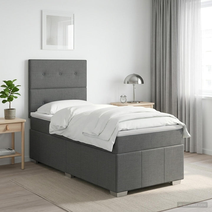 Boxmadras med topmadras Mørkegrå 80 x 200 cm Stof