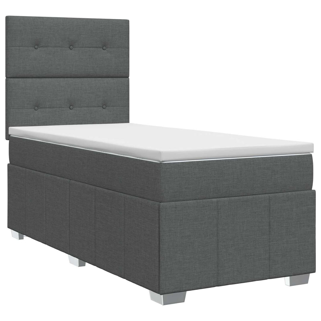 Boxmadras med topmadras Mørkegrå 80 x 200 cm Stof