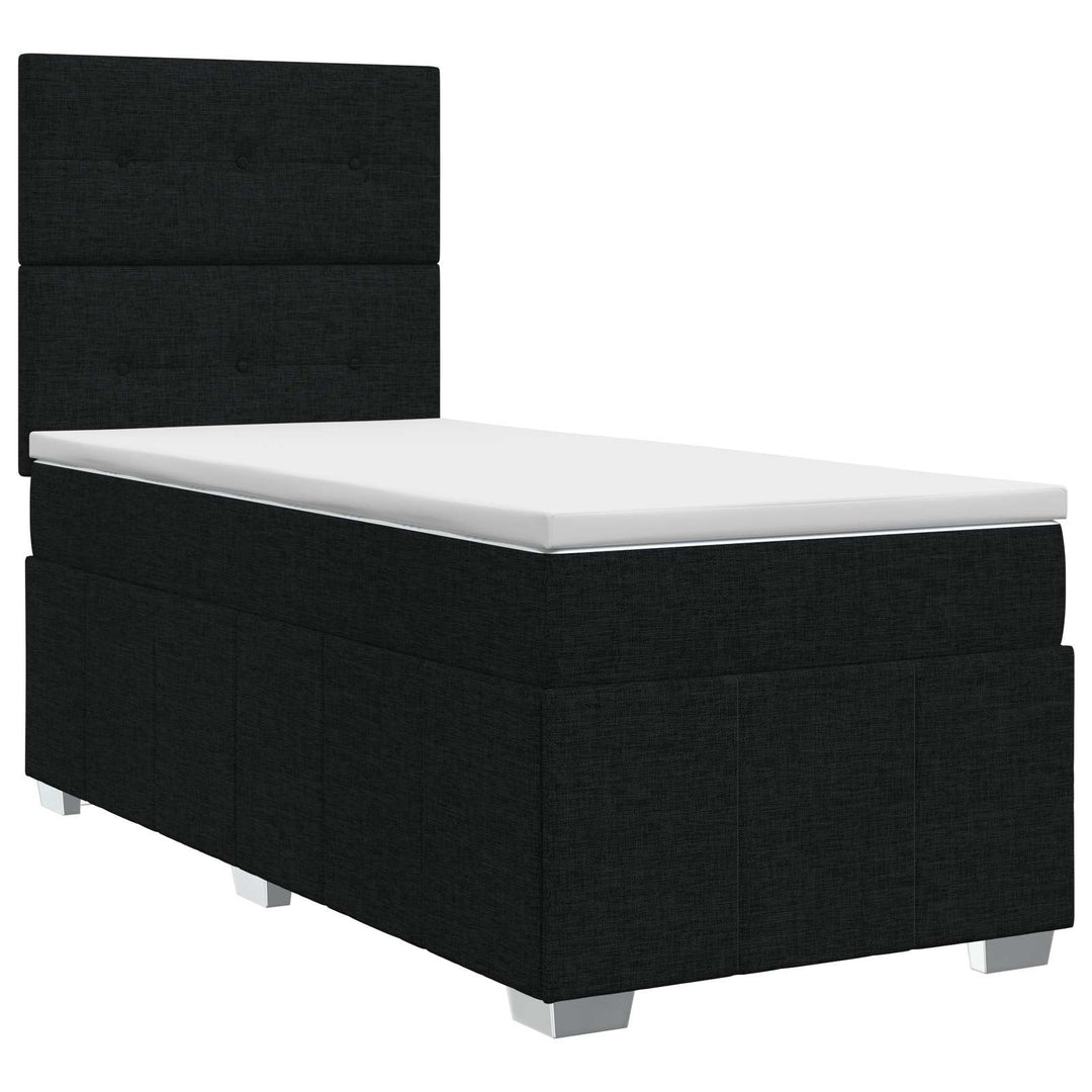 Boxmadras med topmadras med hovedgærde Sort 80 x 200 cm Stof