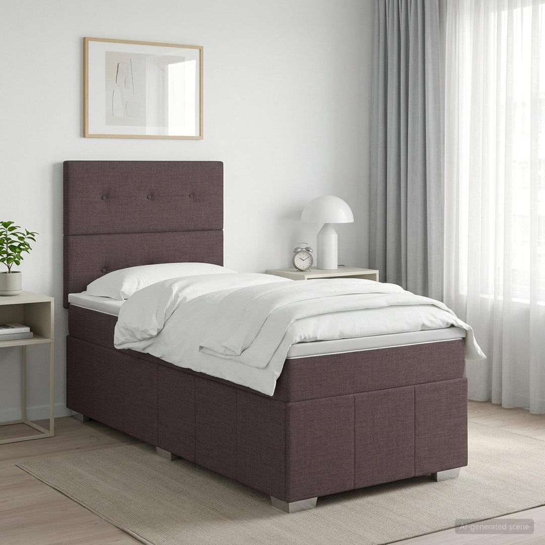 Boxmadras med topmadras Mørk Brun 90 x 200 cm Stof