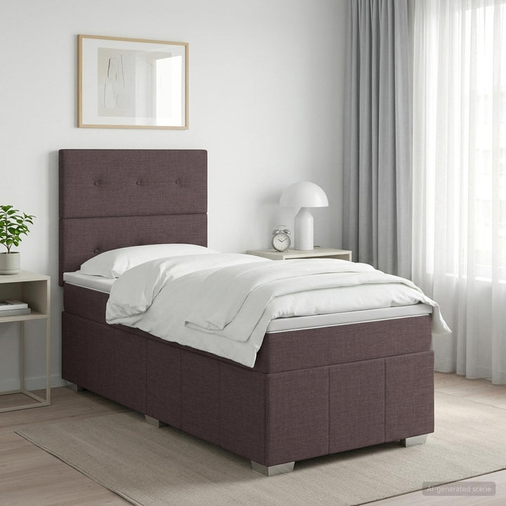 Boxmadras med topmadras Mørk Brun 90 x 200 cm Stof