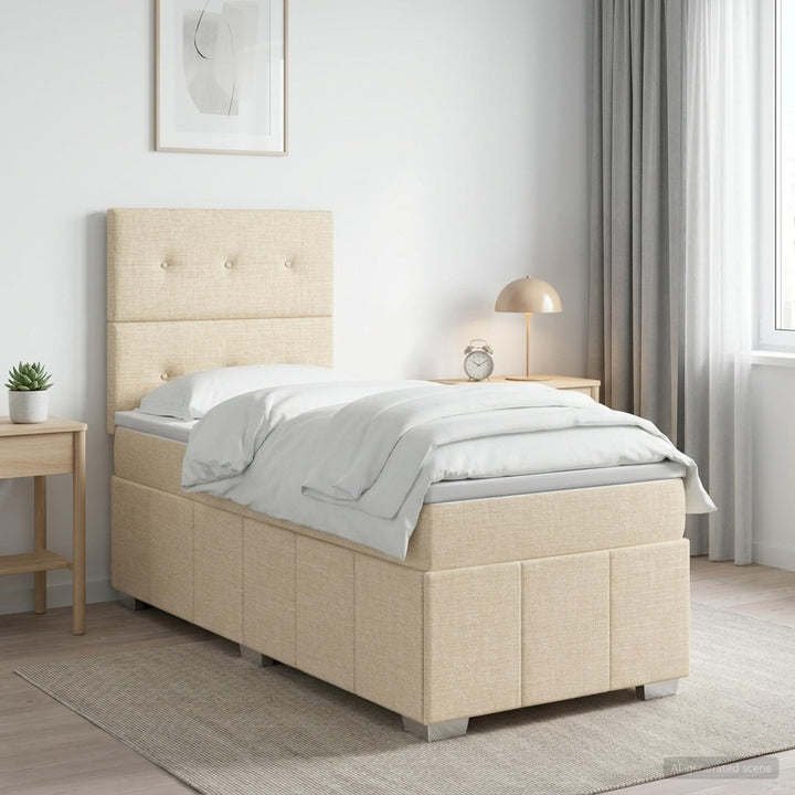 Boxmadras med topmadras Cremefarvet 100 x 200 cm Stof