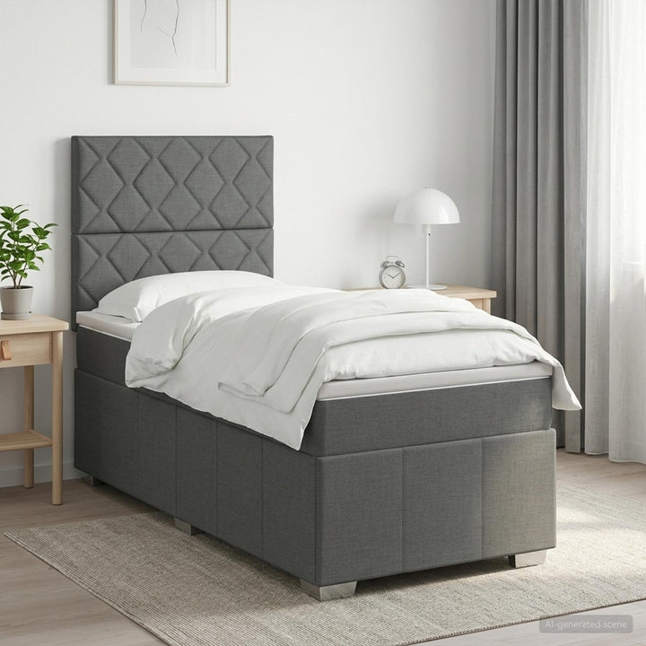 Boxmadras med topmadras Mørkegrå 80 x 200 cm Stof