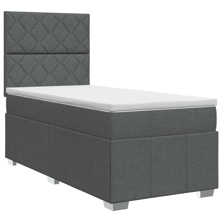 Boxmadras med topmadras Mørkegrå 80 x 200 cm Stof