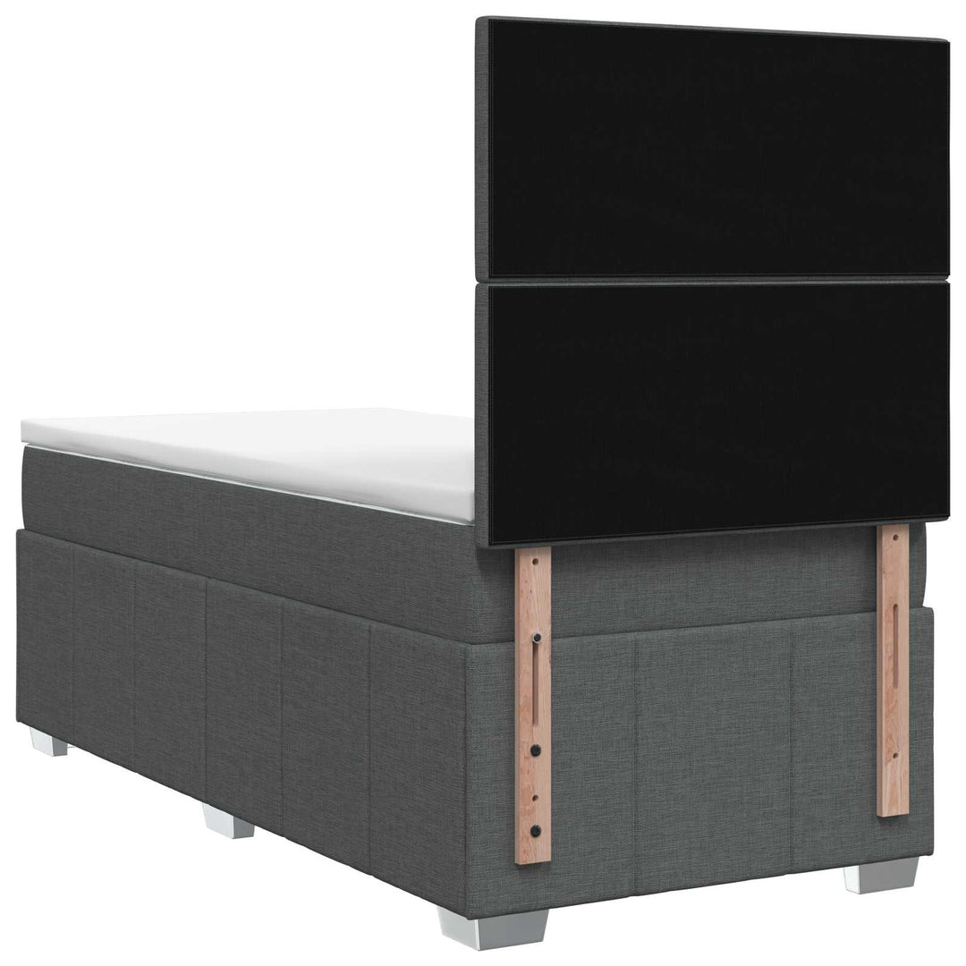 Boxmadras med topmadras Mørkegrå 80 x 200 cm Stof