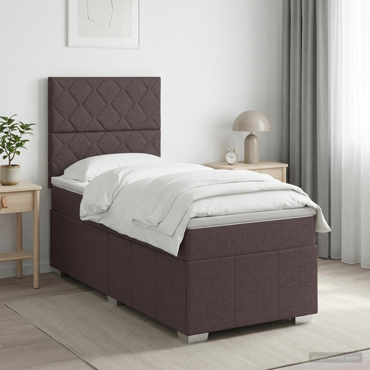 Boxmadras med topmadras Mørk Brun 100 x 200 cm Stof