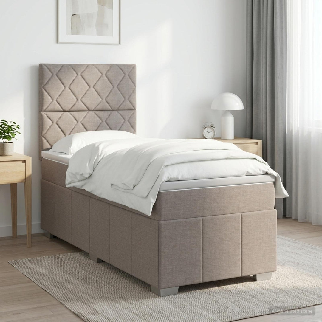 Boxmadras med topmadras Gråbrun 100 x 200 cm Stof