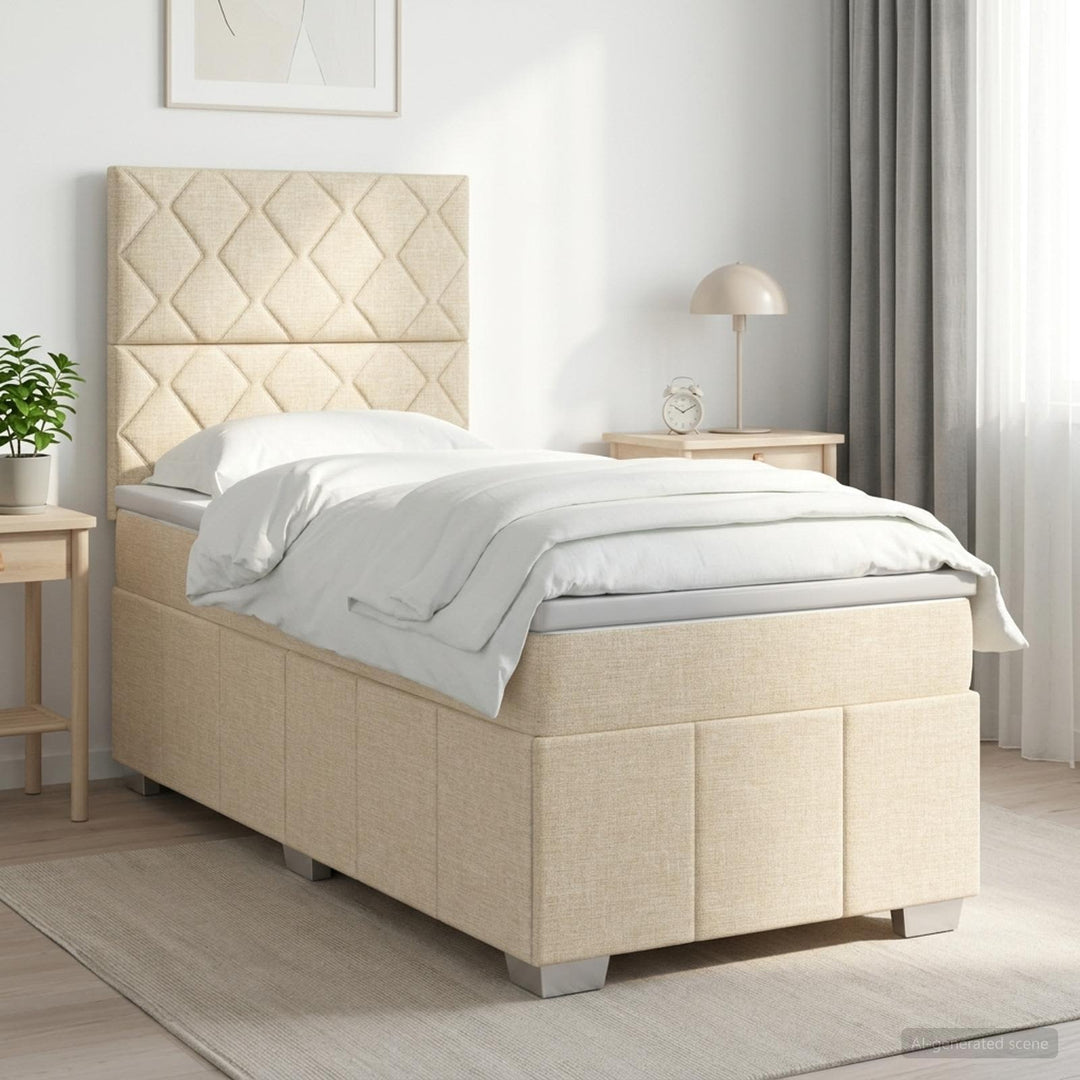 Boxmadras med topmadras Cremefarvet 100 x 200 cm Stof
