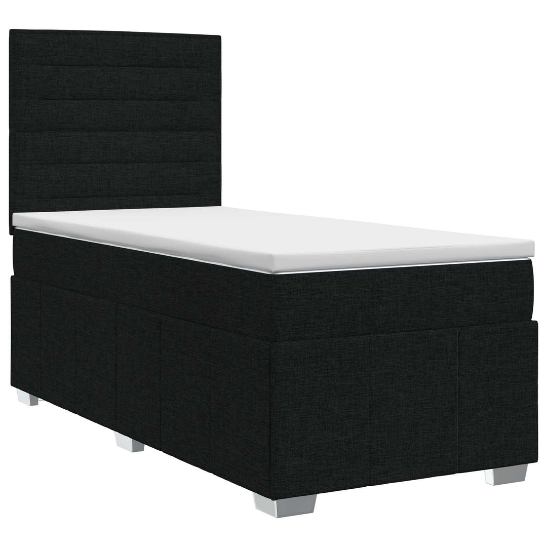 Boxmadras med topmadras med hovedgærde Sort 90 x 190 cm Stof