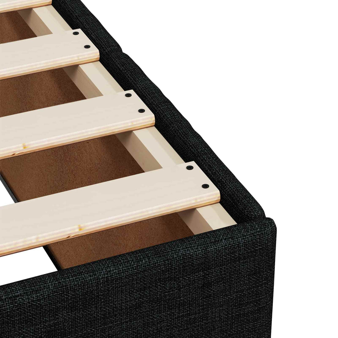 Boxmadras med topmadras med hovedgærde Sort 90 x 190 cm Stof