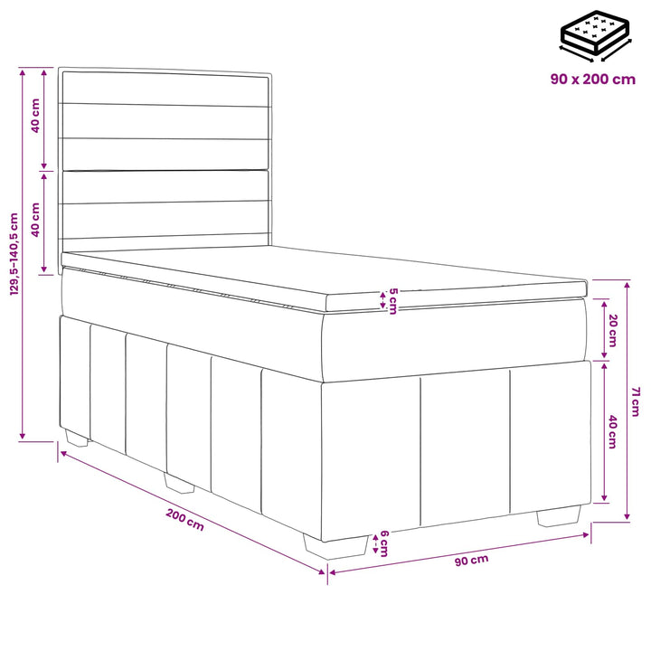 Boxmadras med topmadras Mørk Brun 90 x 200 cm Stof