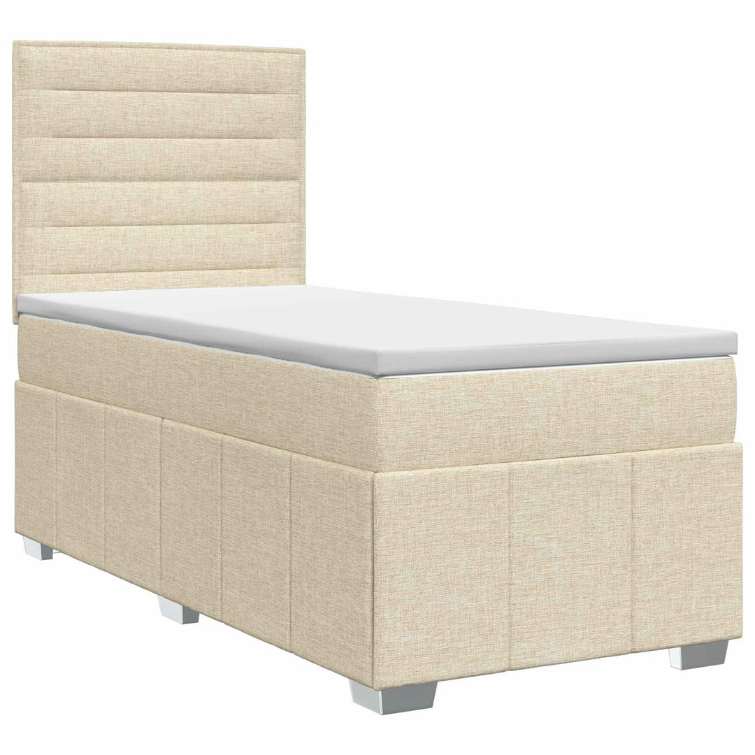 Boxmadras med topmadras Cremefarvet 90 x 200 cm Stof