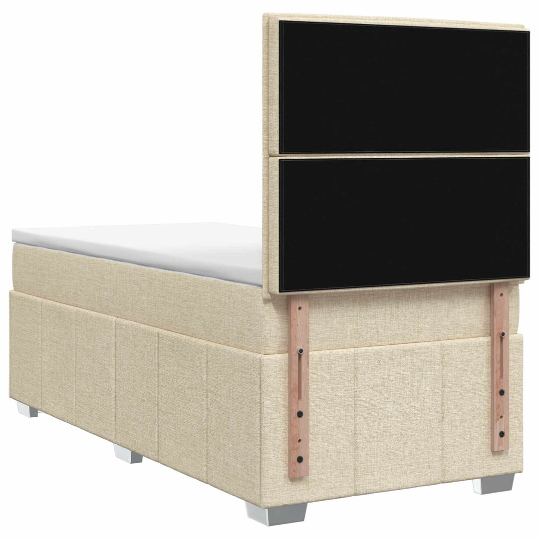 Boxmadras med topmadras Cremefarvet 90 x 200 cm Stof
