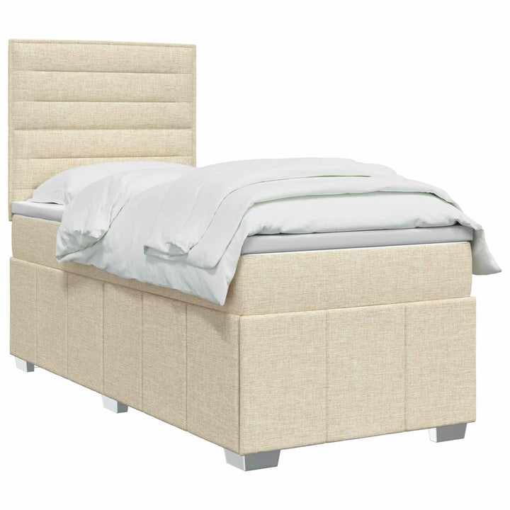 Boxmadras med topmadras Cremefarvet 90 x 200 cm Stof