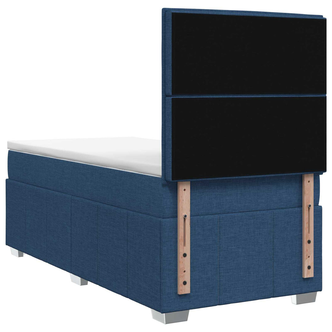 Boxmadras med topmadras med hovedgærde Blå 90 x 200 cm Stof