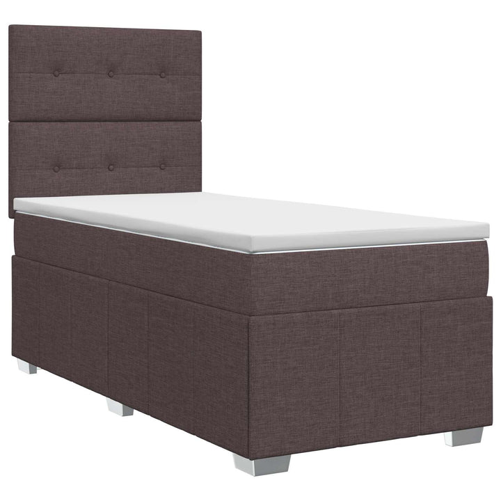 Boxmadras med topmadras Mørk Brun 90 x 200 cm Stof