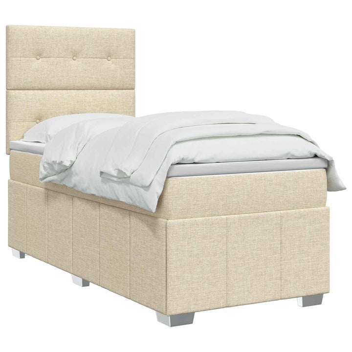 Boxmadras med topmadras Cremefarvet 90 x 200 cm Stof