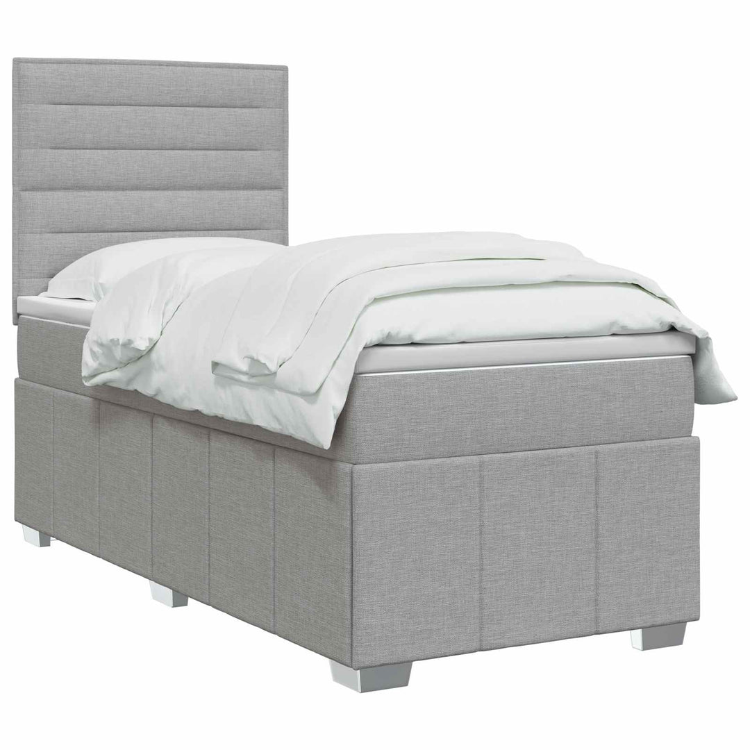 Boxmadras med topmadras Lysegrå 100 x 200 cm Stof