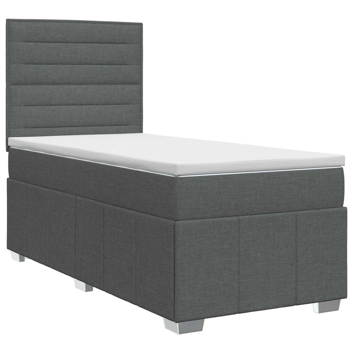 Boxmadras med topmadras Mørkegrå 100 x 200 cm Stof