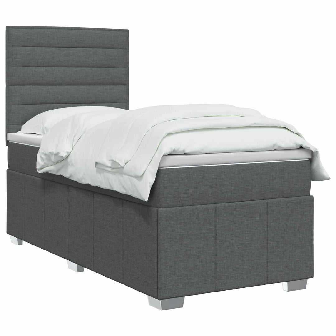 Boxmadras med topmadras Mørkegrå 100 x 200 cm Stof