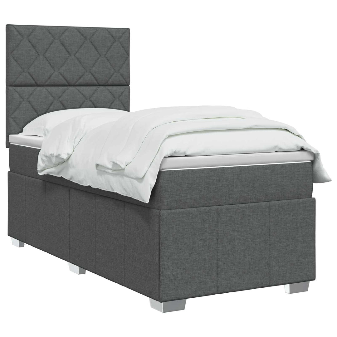 Boxmadras med topmadras Mørkegrå 100 x 200 cm Stof
