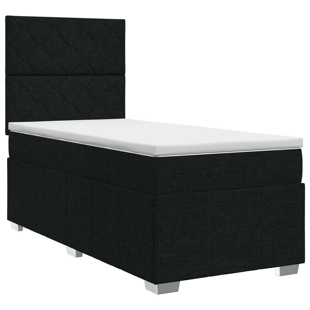 Boxmadras med topmadras med hovedgærde Sort 100 x 200 cm Stof
